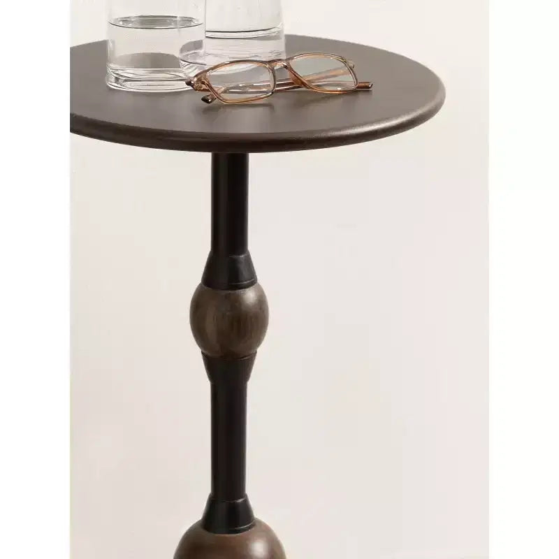 Tavolino d'appoggio in legno e metallo, 14x14x24, Marrone
