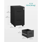 Classificatore, Mobile Archivio per Ufficio con Serratura, Pre-Assemblato, 45 x 36.5 x 64.5 cm