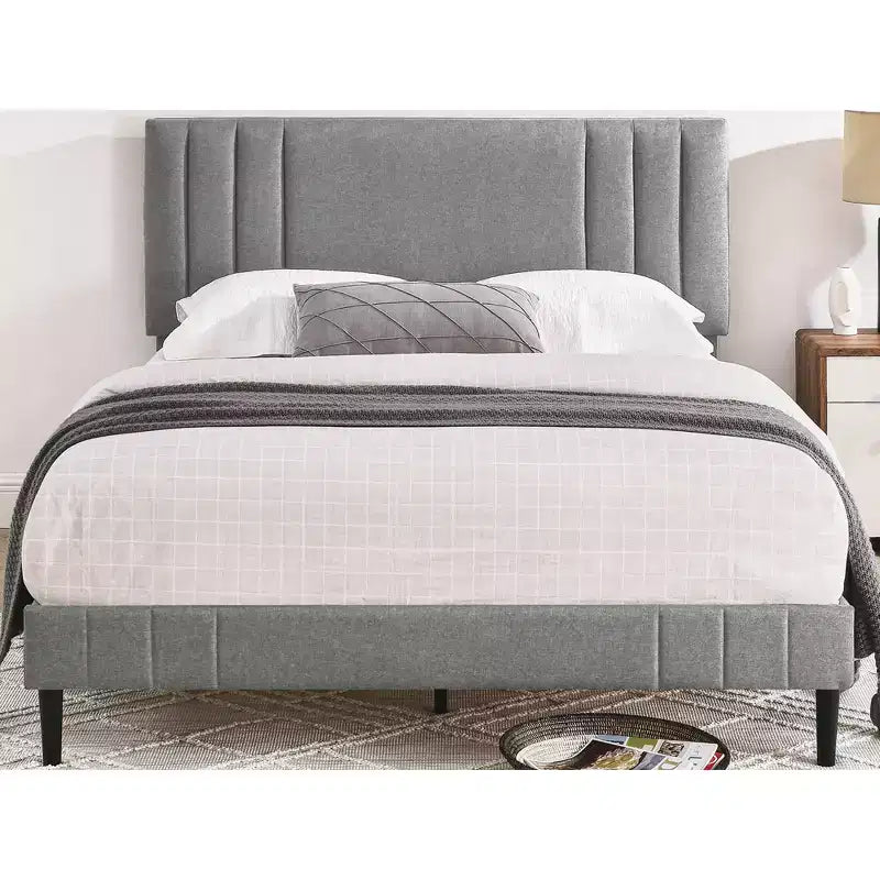Letto a piattaforma moderno imbottito con bottoni