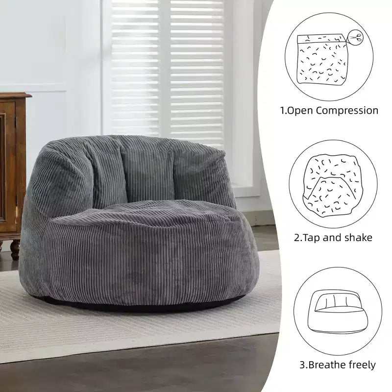 37,4 Pollici Pouf a Sacco a Forma di Sedia per Tutte le Età, Adatto per Soggiorno, Camera da Letto e Sala Giochi
