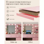 Toeletta con specchio, presa di corrente e 10 luci, tavolo da trucco con 3 cassetti, 3 modalità di colore disponibili per la camera da letto
