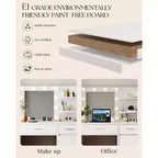Toeletta con specchio, presa di corrente e 10 luci, tavolo da trucco con 3 cassetti, 3 modalità di colore disponibili per la camera da letto