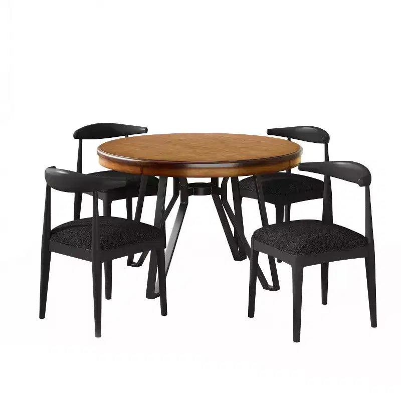   5 Piece Wood and Iron Dining Set