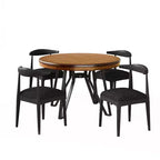   5 Piece Wood and Iron Dining Set