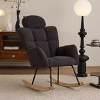  Mid Century Modern Accent Arm Chair Padded Seat with High Backrest and Pillows (Ivory/Dark Gray/Pink)