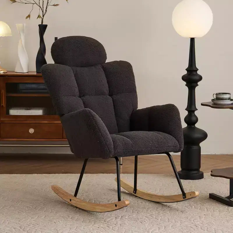 Mid Century Modern Accent Arm Chair Padded Seat with High Backrest and Pillows (Ivory/Dark Gray/Pink)