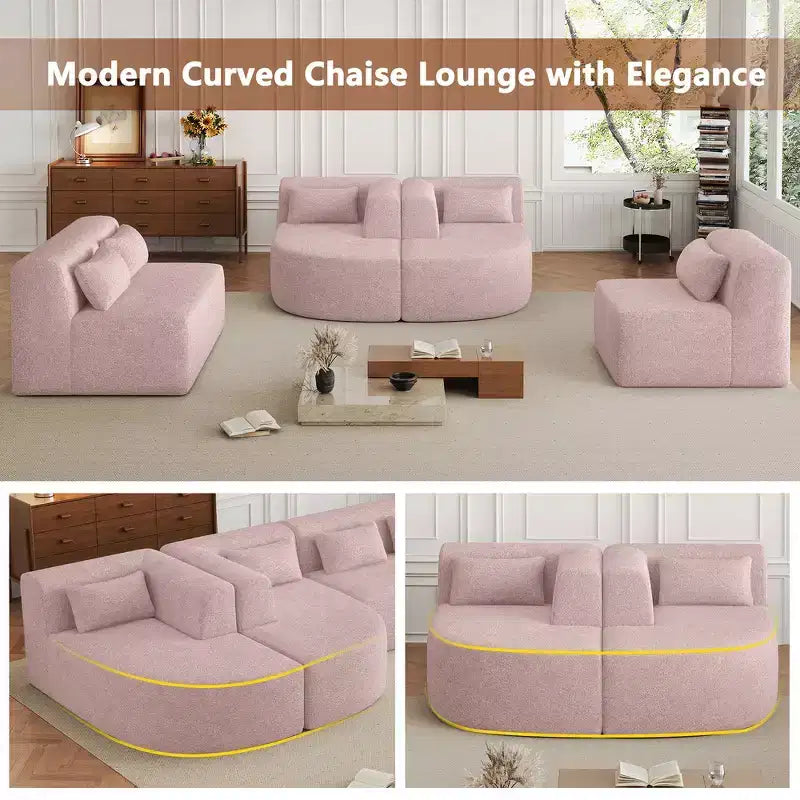 144 Divano imbottito con due chaise longue e cinque cuscini