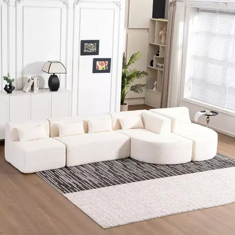  144 Upholstered Sofa with Two Chaise & Five Pillows