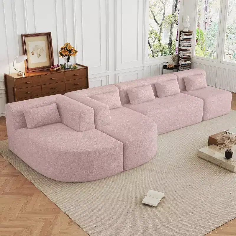 144 Divano imbottito con due chaise longue e cinque cuscini