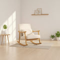 1/2 PCS Upholstered Rocking Chair with Pillow Rocking Armchair with Rubber Wood Frame Beige