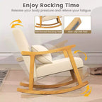 1/2 PZ Sedia a dondolo imbottita con cuscino Poltrona a dondolo con telaio in legno di gomma Beige