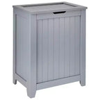  Contemporary Wooden Clothes Hamper for Bedroom and Laundry Room, Gray