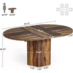 Tavolo da Pranzo Ovale Rustico da 55 Pollici per 6 Persone, Tavolo da Cucina in Legno con Base in Legno per Cucina, Sala da Pranzo e Soggiorno, Marrone