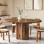 Tavolo da Pranzo Ovale Rustico da 55 Pollici per 6 Persone, Tavolo da Cucina in Legno con Base in Legno per Cucina, Sala da Pranzo e Soggiorno, Marrone
