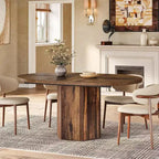 Tavolo da Pranzo Ovale Rustico da 55 Pollici per 6 Persone, Tavolo da Cucina in Legno con Base in Legno per Cucina, Sala da Pranzo e Soggiorno, Marrone
