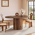 Tavolo da Pranzo Ovale Rustico da 55 Pollici per 6 Persone, Tavolo da Cucina in Legno con Base in Legno per Cucina, Sala da Pranzo e Soggiorno, Marrone
