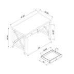 Scrivania in legno per ufficio domestico, tavolo da scrittura con maniglie a pomello in legno e due cassetti, telaio a gamba incrociata, scrivania galleggiante per ufficio, studio, camera da letto