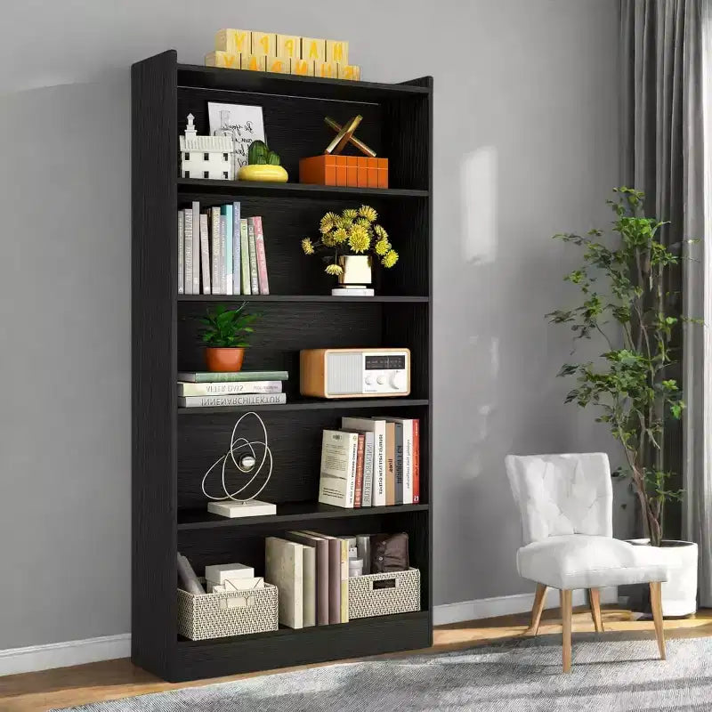 71 Inches Tall Bookcase, 6-Tier Floor Standing Bookshelf with 5 Shelves for Living Room, Home Office, Bedroom