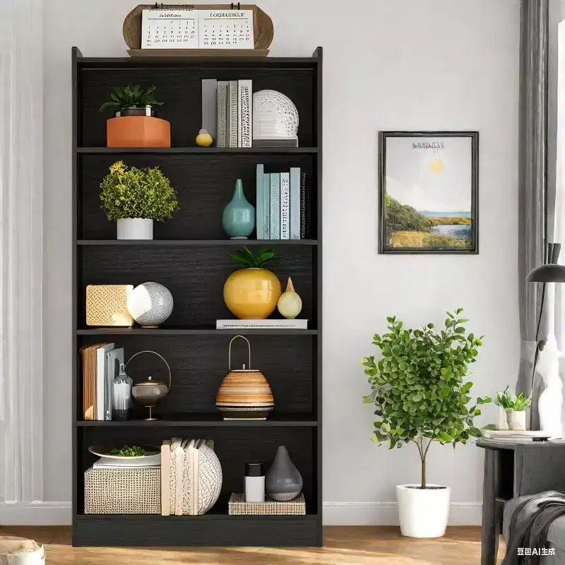 Libreria Alta 180 cm, Scaffale da Terra a 6 Livelli con 5 Ripiani per Soggiorno, Ufficio Domestico, Camera da Letto
