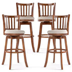  30.5'' Swivel Barstools Set of 4 w/Backrest & Upholstered Seat Footrest for Pub