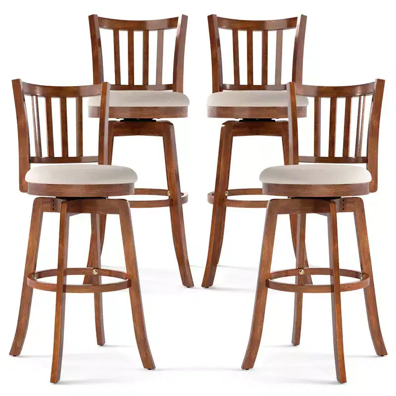  30.5'' Swivel Barstools Set of 4 w/Backrest & Upholstered Seat Footrest for Pub