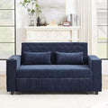  61.4 Pull-out Sofa Bed Convertible Couch Loveseat Sofa Modern Sleeper Sofa with Adjustable Backrest for Living Room Blue