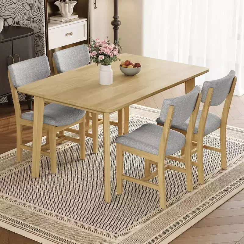 Tavolo da pranzo in legno massiccio in stile rustico con 4 sedie imbottite