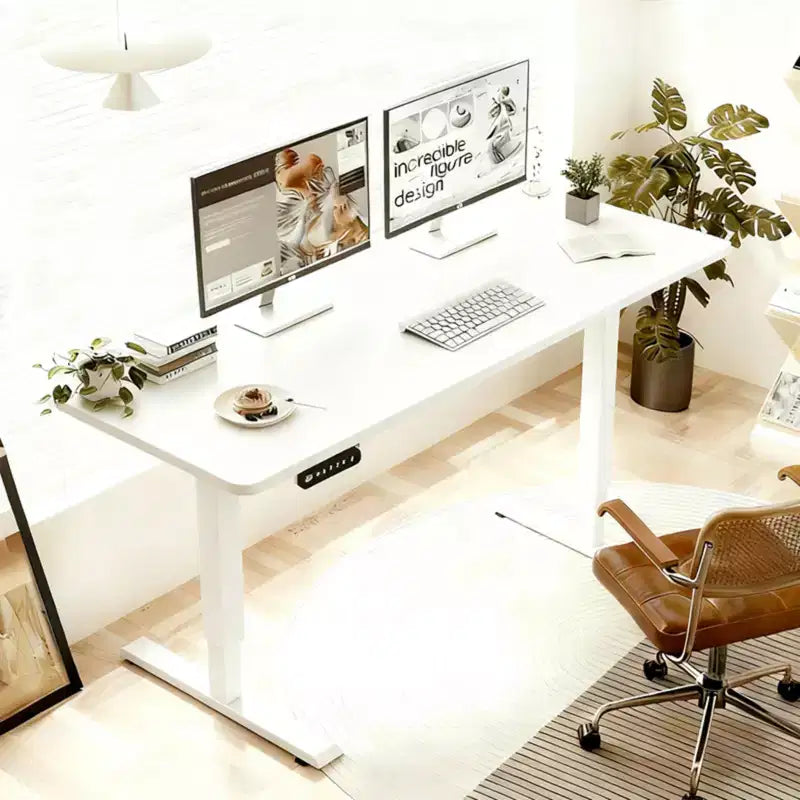 Tavolino da scrivania regolabile in altezza, sit-stand, tavolo da lavoro stabile per ufficio domestico, bianco, 55*24*45