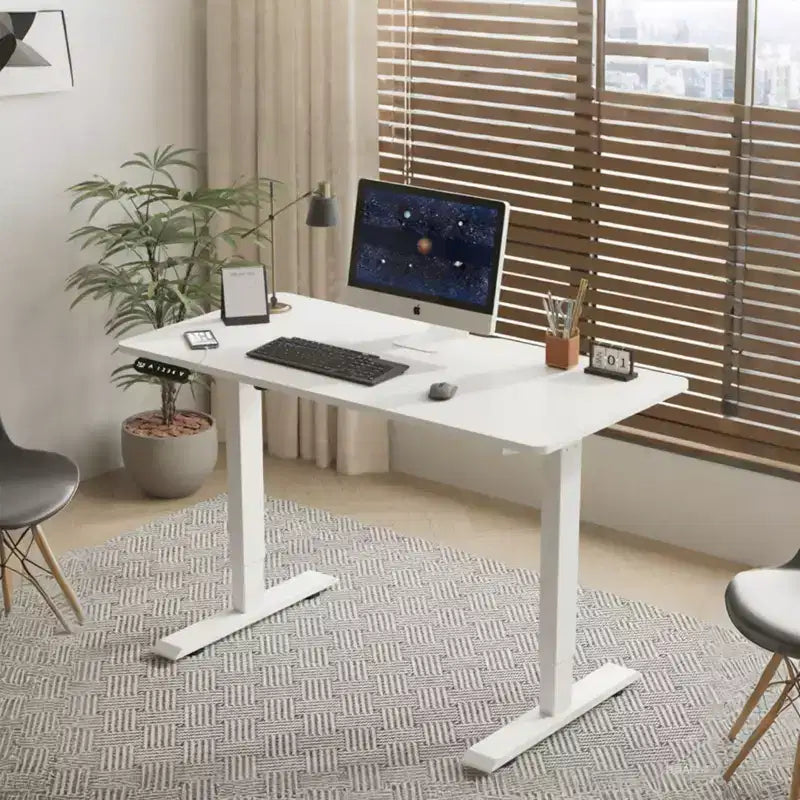 Tavolino da scrivania regolabile in altezza, sit-stand, tavolo da lavoro stabile per ufficio domestico, bianco, 55*24*45