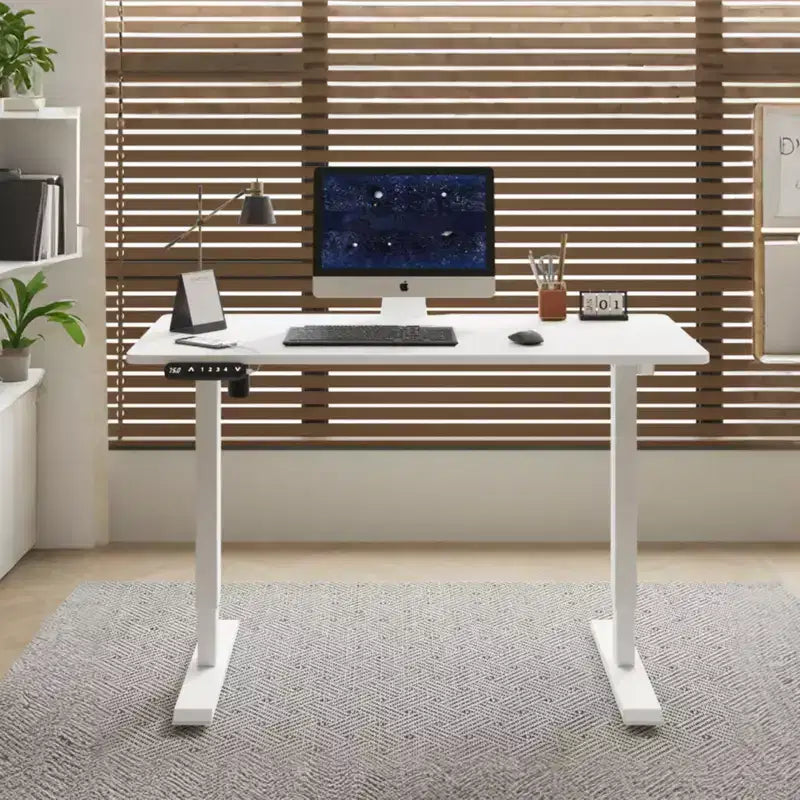Tavolino da scrivania regolabile in altezza, sit-stand, tavolo da lavoro stabile per ufficio domestico, bianco, 55*24*45