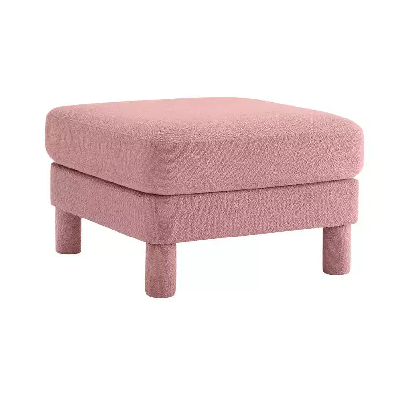  Modern Polyester Boucle Ottoman Footstool, Upholstered Footrest for Living Room Bedroom Office