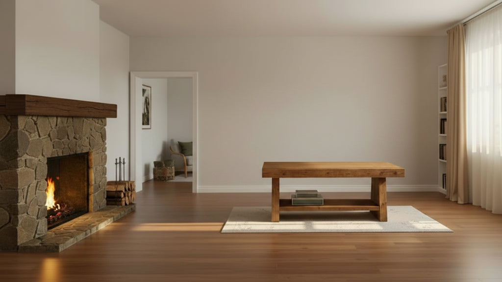 Tavolino da caffè a 2 ripiani in legno massello, tavolino centrale rustico da 119 cm con contenitore per soggiorno, appartamento, ufficio, marrone scuro