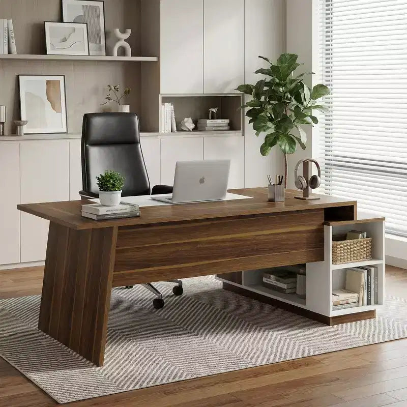  70.5 L-Shaped Executive Desk, Home Office Computer Desk with Cabinet