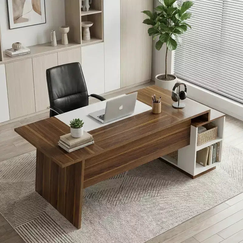 Scrivania direzionale a L da 70,5", scrivania da computer per ufficio domestico con armadietto