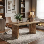  63 Farmhouse Wood Executive Desk, Home Office Desk with Large Tabletop