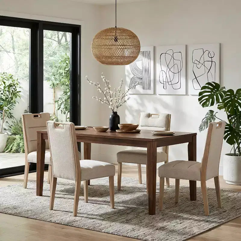   Modern Rubberwood Upholstered Armless Dining Chairs (Set of 4)