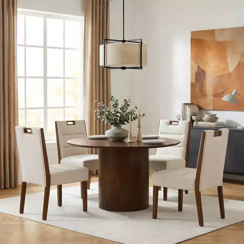 Sedie moderne in legno di Hevea, imbottite e senza braccioli, per sala da pranzo (4)