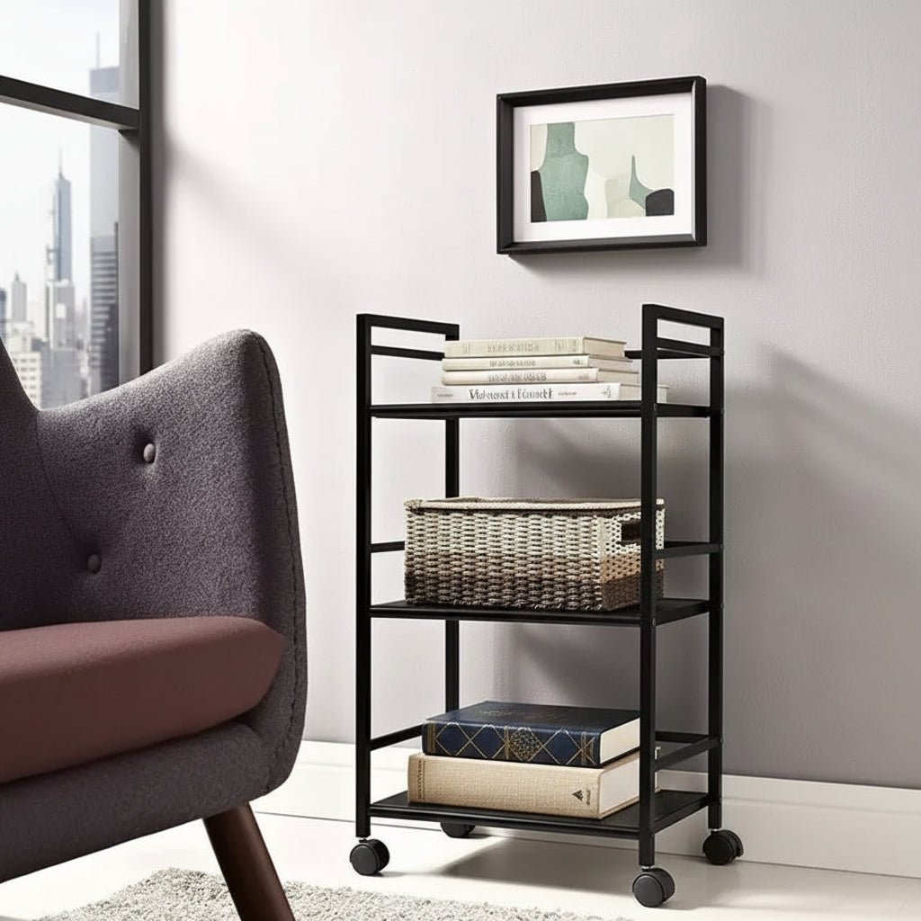  3-tier Rolling Black Utility Cart