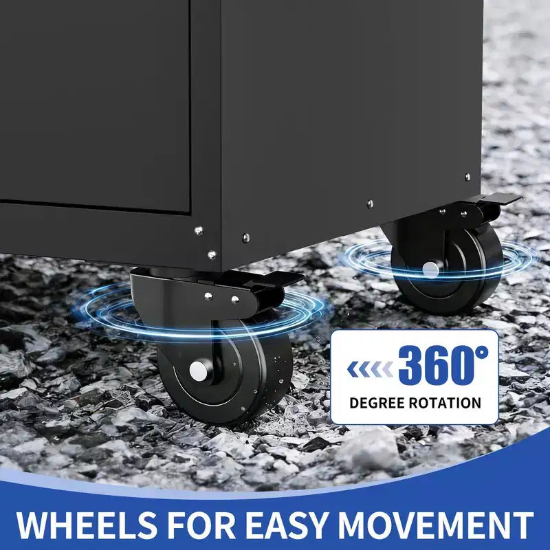 Cassettiera portautensili mobile a 4 cassetti da 34" - Organizzatore da garage in acciaio resistente con scomparto portaoggetti chiudibile a chiave e cassettiera da officina su ruote, nero