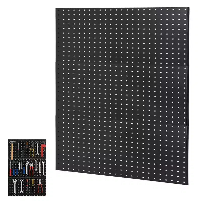 2 pannelli forati in metallo, organizer da parete forato 60 x 60 cm, sistema di stoccaggio con pannelli forati per banco da lavoro, deposito attrezzi da garage, sala hobby