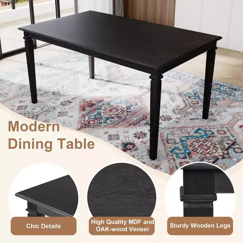 6 Set Pranzo Retrò con Tavolo Rettangolare in Legno e 4 Sedie con Panca