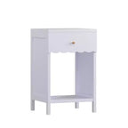 Comodino con Bordo Festonato, Cassetto e Ripiano Aperto, Alto 68 cm per Camera da Letto o Stanza dei Bambini, Lilla