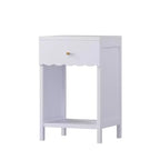 Comodino con Bordo Festonato, Cassetto e Ripiano Aperto, Alto 68 cm per Camera da Letto o Stanza dei Bambini, Lilla