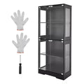  Display Cabinet with Glass Doors, 65 in Tall Lighted Display Case with 3 Color Lights, 4-Tier Curio Collectibles Storage Cabinet, Black