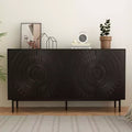  Modern Black Wooden Sideboard, Kitchen Storage Cabinet with Adjustable Shelves and Vacuum-Formed Door Design, Suitable for Kitchens, Black