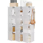 Detachable 8-Tier Shoe Rack, 32-Pair Expandable Organizer with Door for Entryway & Bedroom, White