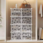 Scarpiera smontabile a 8 ripiani, organizer espandibile per 32 paia con porta per ingresso e camera da letto, bianco