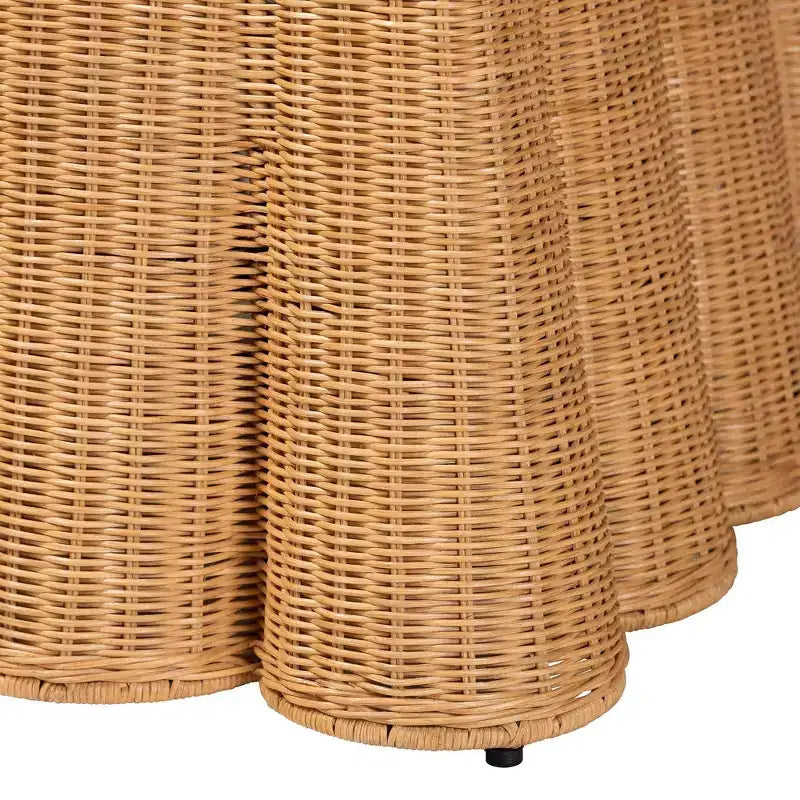 Pouf Smerlato in Rattan Color Miele: Quadrato Imbottito, Nessun Assemblaggio, Poliestere, Compensato