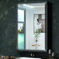  24 in. W x 36 in. H Metal Framed Black Rectangular Framed Recessed/Surface Mount with Mirror,Black
