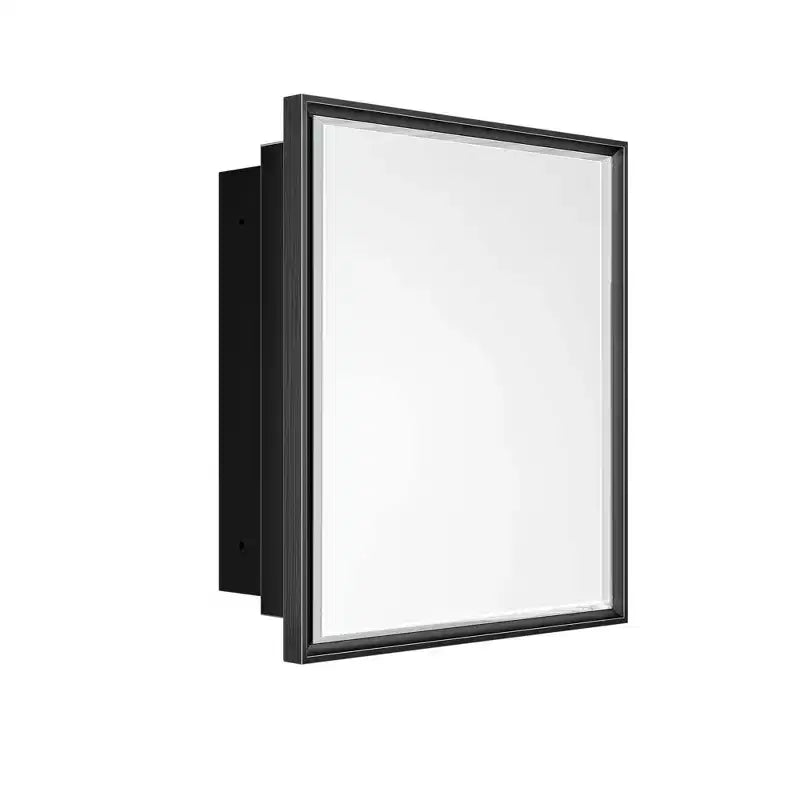 24 pollici L x 36 pollici A, cornice in metallo nero, rettangolare con specchio, montaggio a incasso/superficie, nero